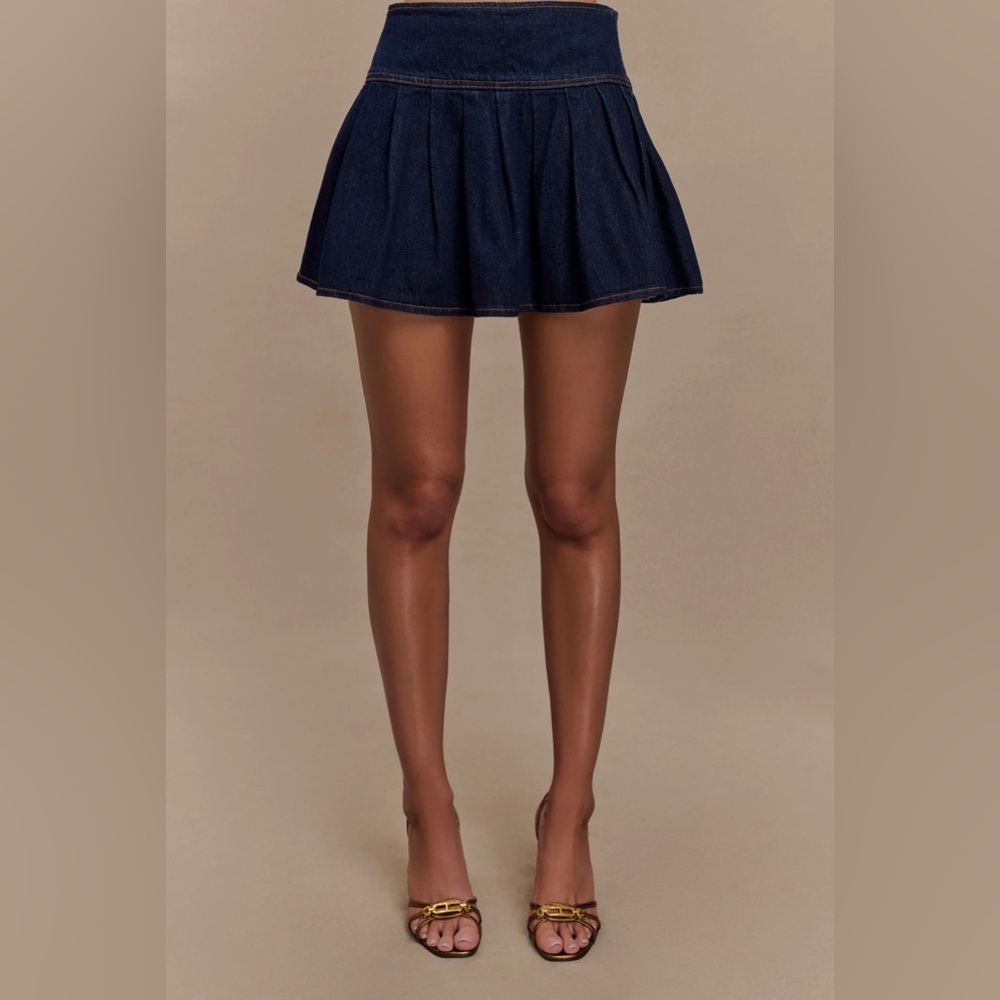 Meshki Dark Blue Jean Mini Skirt